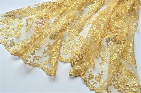 metallic gold stretch lace fabric|gold lace fabric.